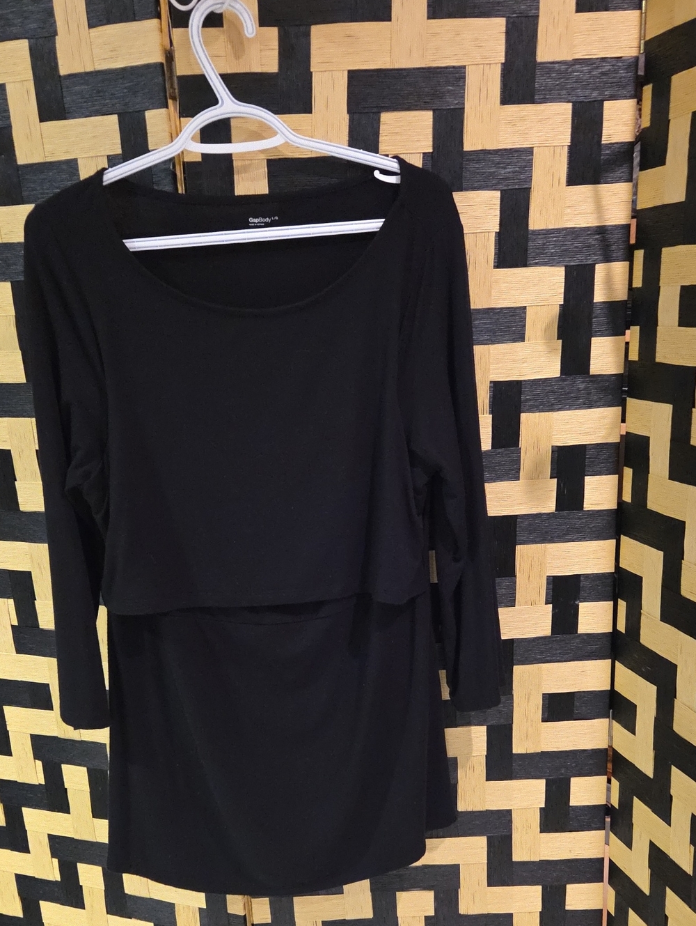 Black Long Sleeve Layered Women's Nursing Top